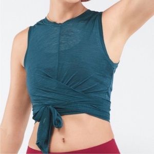 NWT Fabletics Ryan Tie Up Crop Tank Teal L